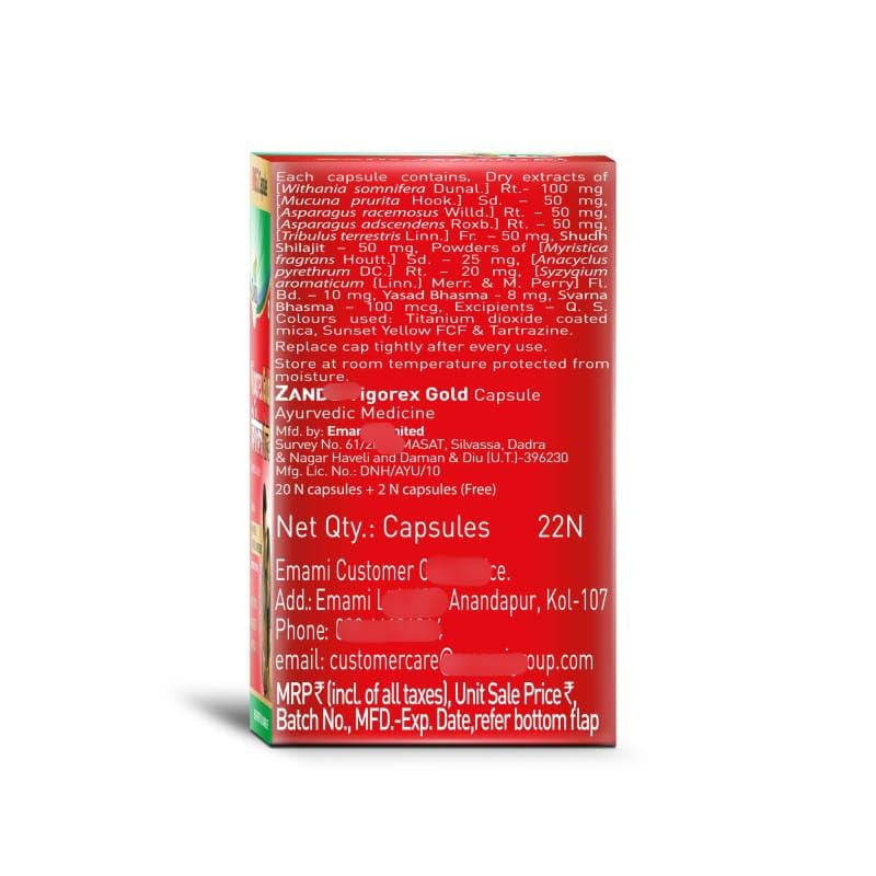 ZANDU Vigorex Gold Ayurvedic Daily Energizer -Pack of 10+2 Capsules