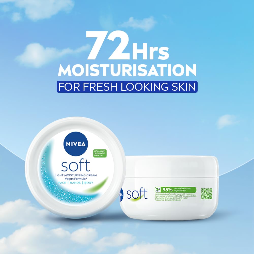 NIVEA Soft Moisturizing Cream 300ml | Vitamin E & Jojoba Oil | Lightweight Face, Body & Hand Moisturizer for Dry to Normal Skin