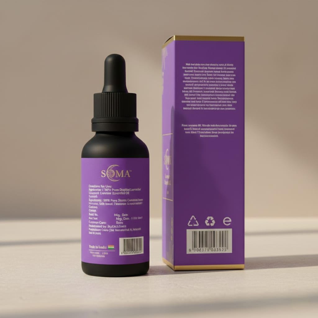SOMA Lavender Essential Oil for Aromatherapy, Stress Relief, Hair Care, Skin Massage, 100% Pure and Steam Distilled