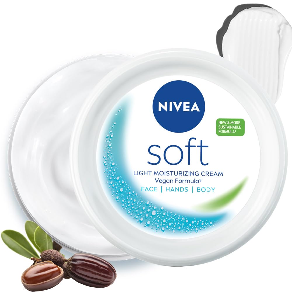 NIVEA Soft Moisturizing Cream 300ml | Vitamin E & Jojoba Oil | Lightweight Face, Body & Hand Moisturizer for Dry to Normal Skin