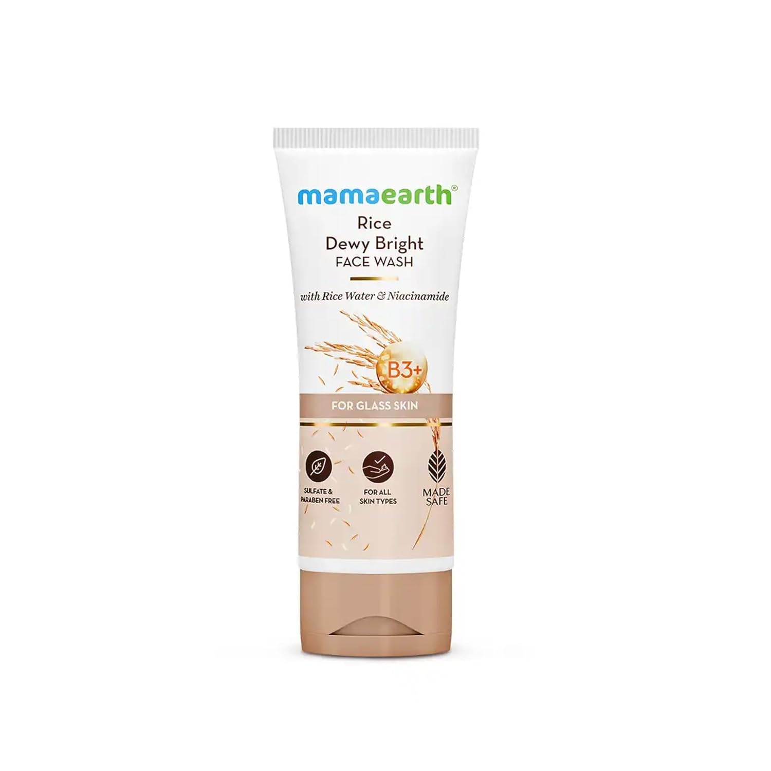 Mamaearth Rice Dewy Bright Face Wash with Rice Water & Niacinamide – Hydrating & Brightening Facial Cleanser for Even-Looking Skin | For All Skin Types | 100 ml