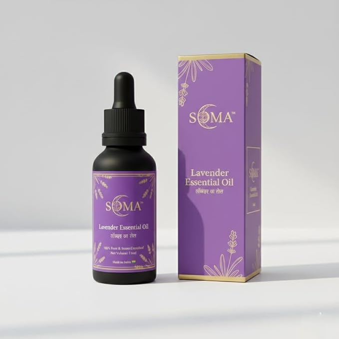 SOMA Lavender Essential Oil for Aromatherapy, Stress Relief, Hair Care, Skin Massage, 100% Pure and Steam Distilled