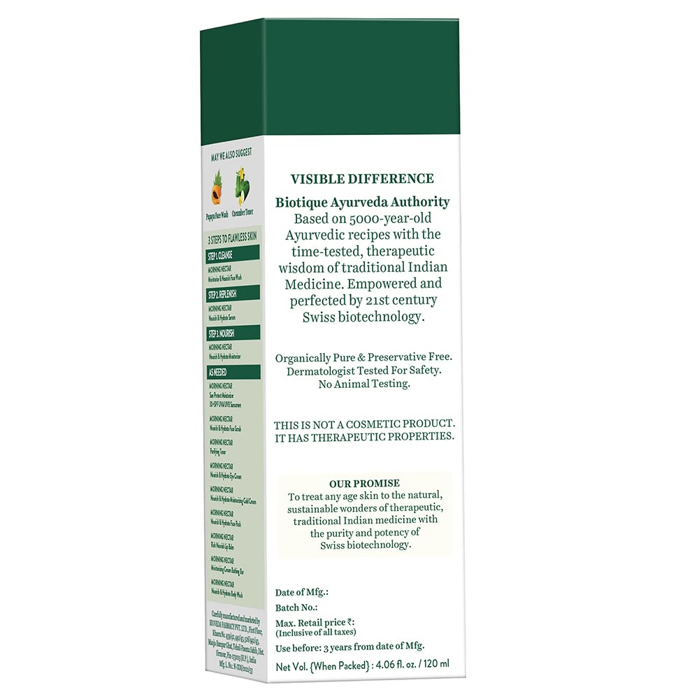 Biotique Morning Nectar Flawless Skin Moisturizer Lotion 190ml | Hydrating Face Moisturizer for All Skin Types