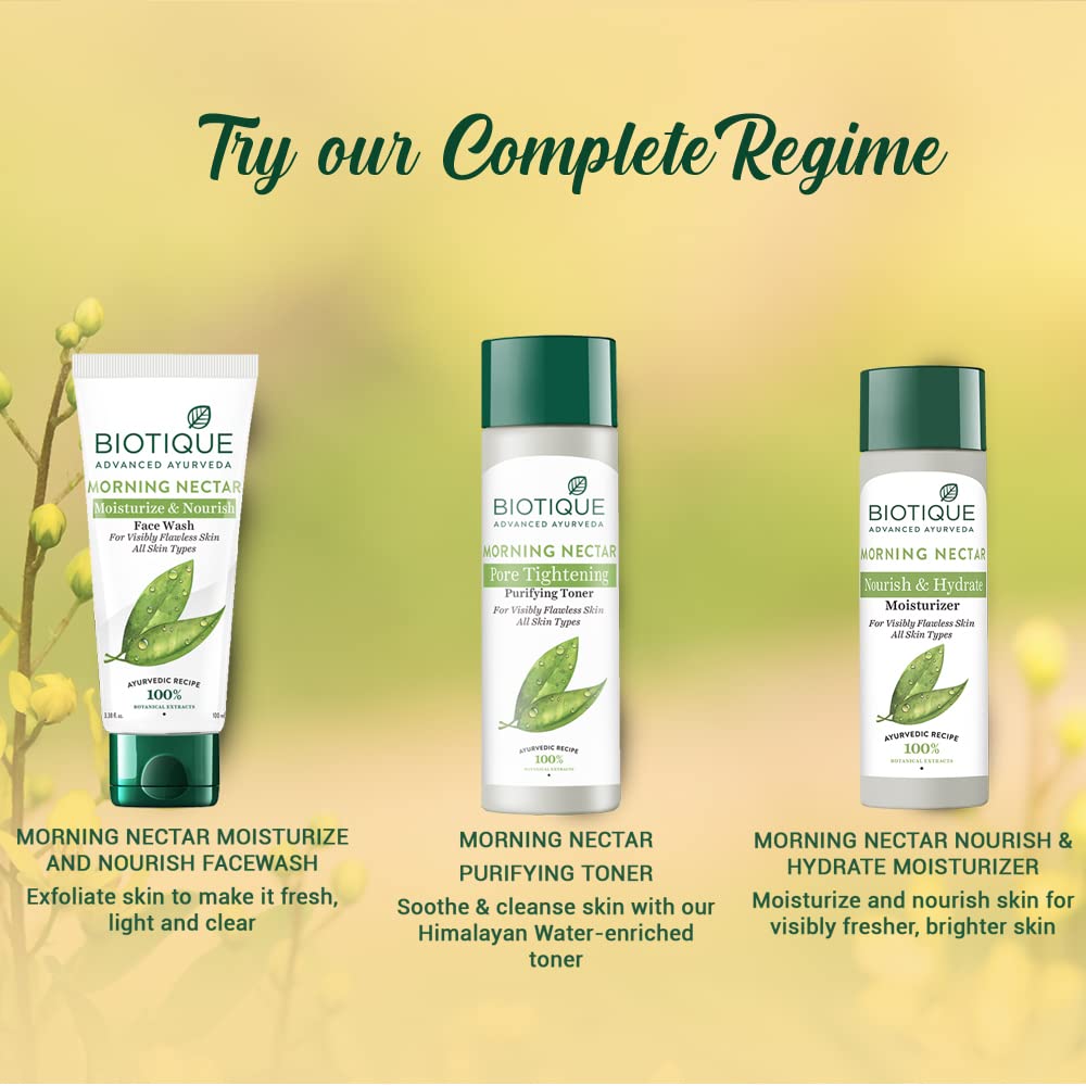 Biotique Morning Nectar Flawless Skin Moisturizer Lotion 190ml | Hydrating Face Moisturizer for All Skin Types