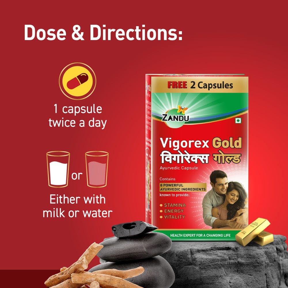 ZANDU Vigorex Gold Ayurvedic Daily Energizer -Pack of 10+2 Capsules