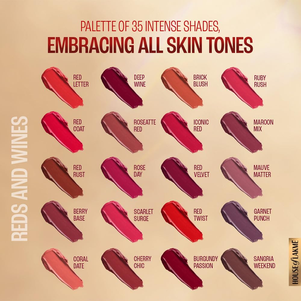 Lakmé Powerplay Priming Matte Lipstick 3.6g – Roseatte Red | Lightweight, Smudge-Resistant Matte Lipstick | Long-Lasting Lip Color