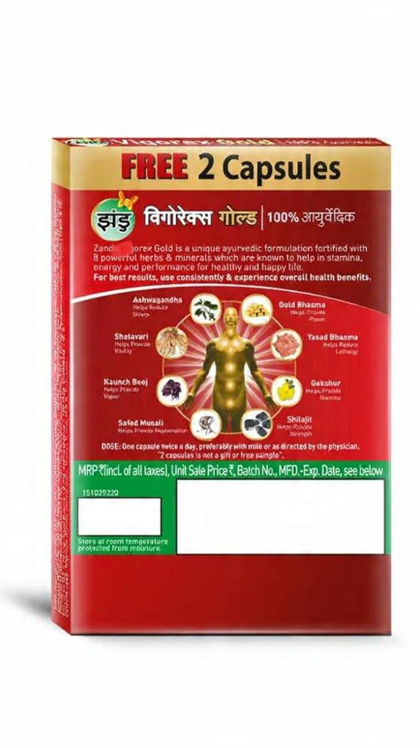 ZANDU Vigorex Gold Ayurvedic Daily Energizer -Pack of 10+2 Capsules