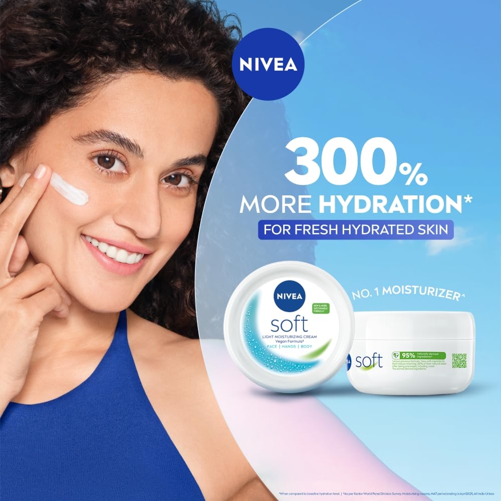 NIVEA Soft Moisturizing Cream 300ml | Vitamin E & Jojoba Oil | Lightweight Face, Body & Hand Moisturizer for Dry to Normal Skin