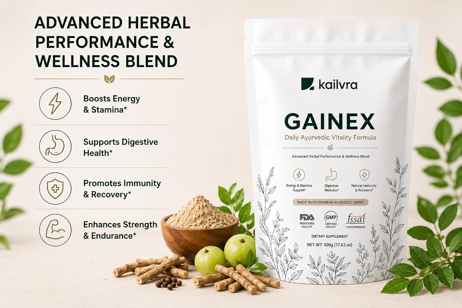 KAILVRA GAINEX Ayurvedic Strength & Immunity Formula Powder 200 GM