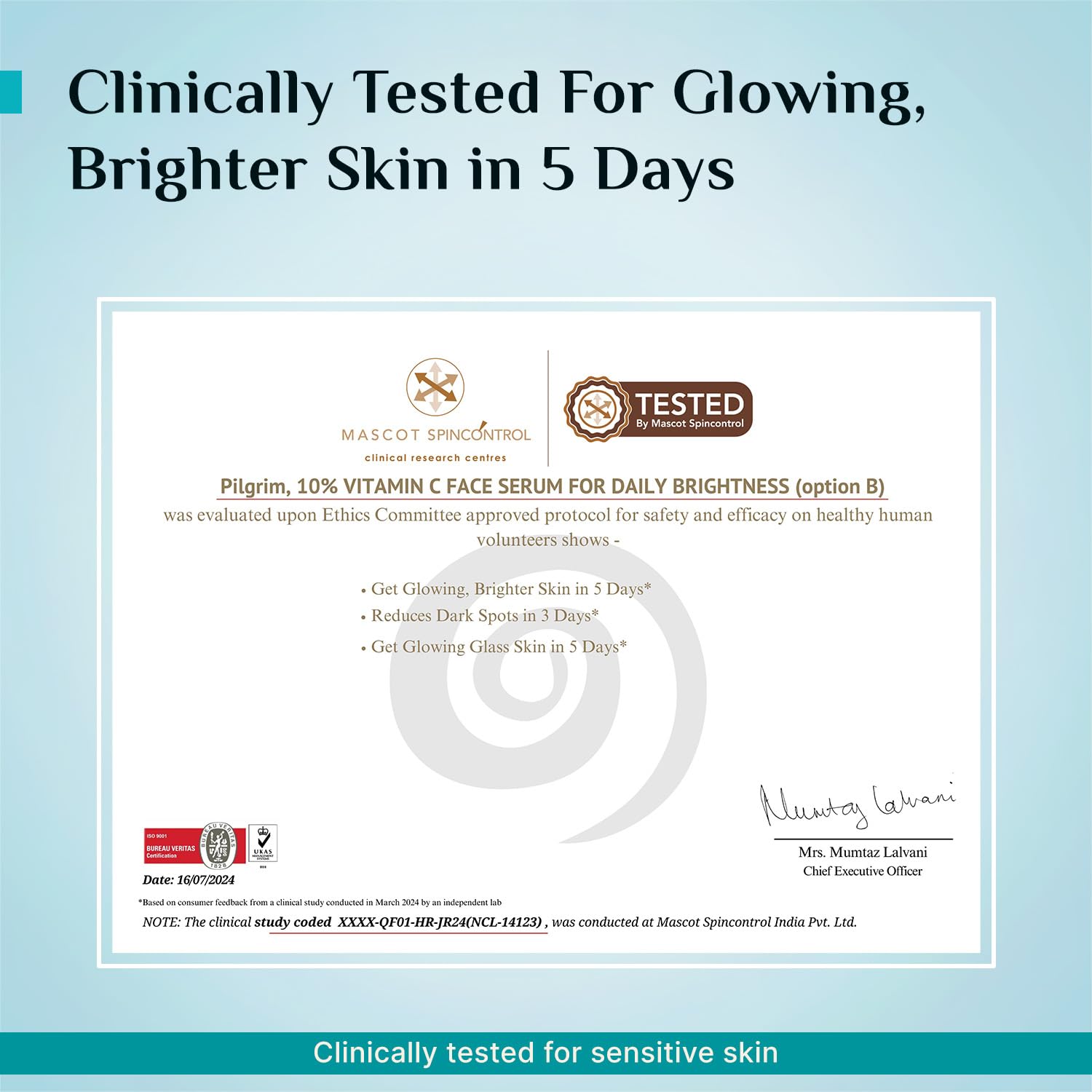 Pilgrim 10% Vitamin C Face Serum 30ml | 5% Niacinamide, Hyaluronic Acid & Glycolic Acid | Brightening Serum for All Skin Types