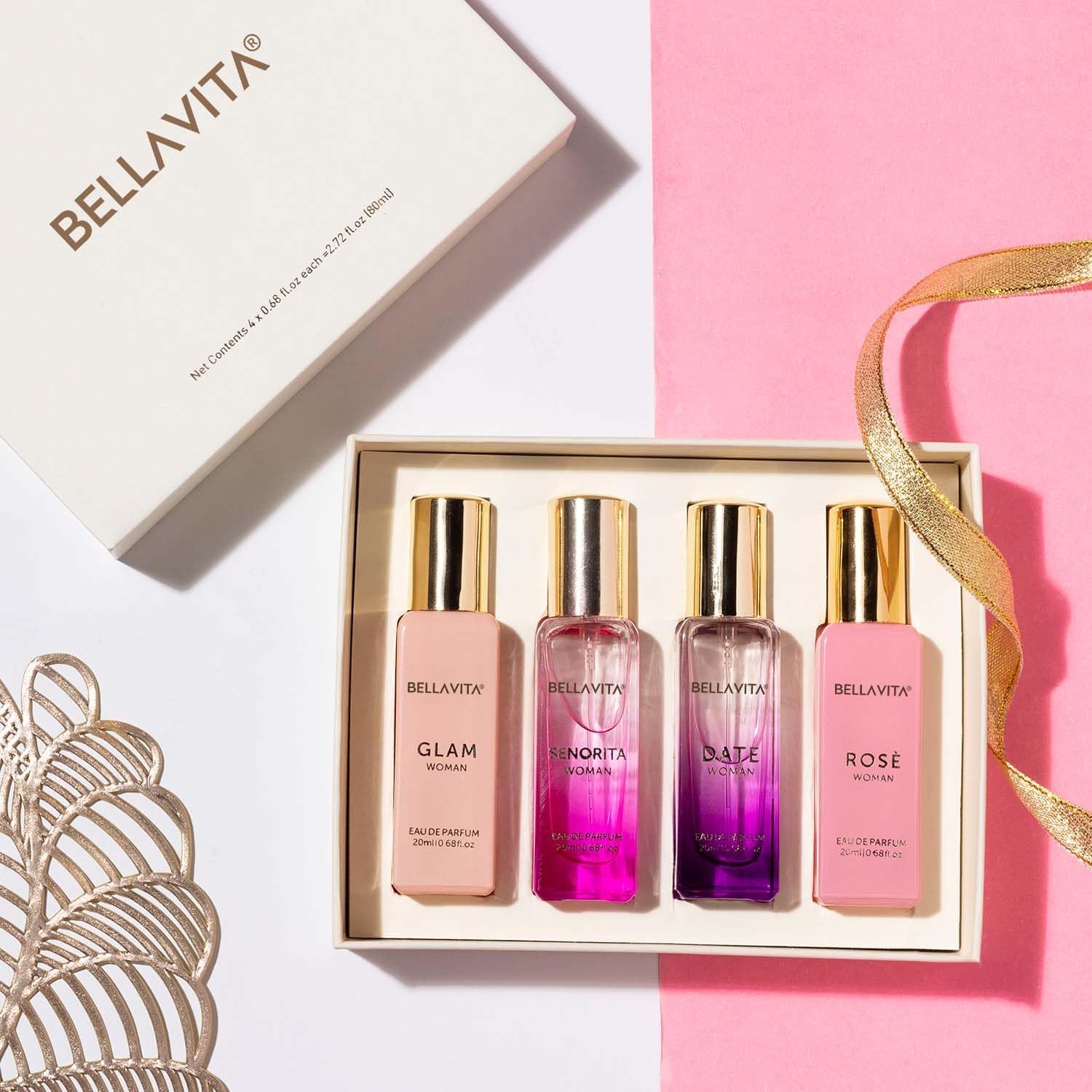 Bella Vita Luxury Perfume Gift Set for Women 4 x 20ml | Date, Senorita, Glam & Rose Eau de Parfum | Floral & Fruity Fragrance Collection