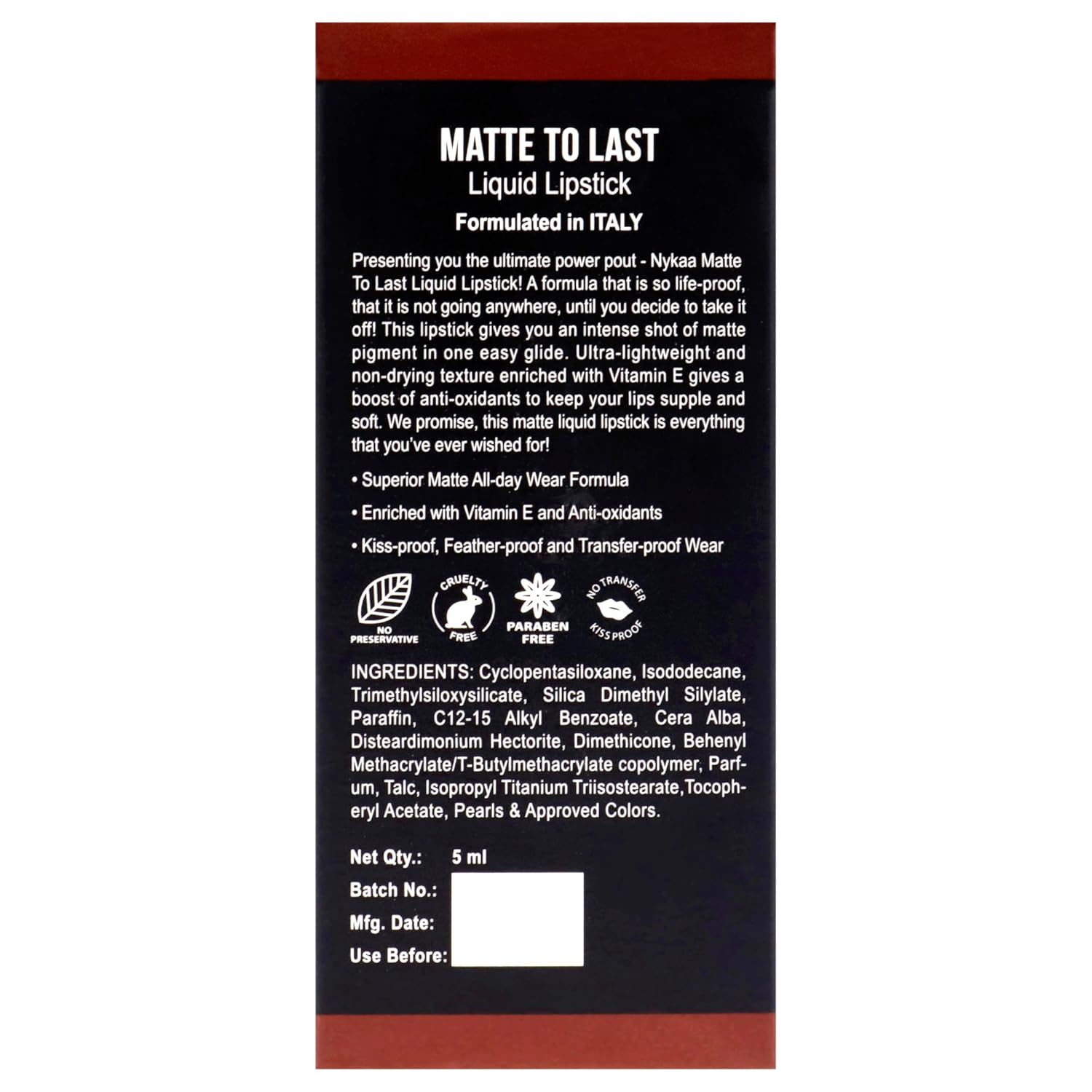 Nykaa Matte to Last Liquid Lipstick 5ml – 18 Chai | Long-Wear Matte Liquid Lip Color