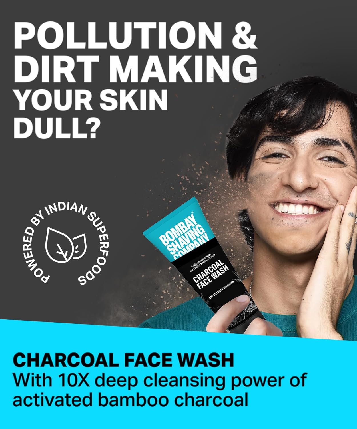 Bombay Shaving Company Cool Detox Face Wash for Men 100g | Activated Charcoal & Menthol Beads | Deep Cleansing Face Wash