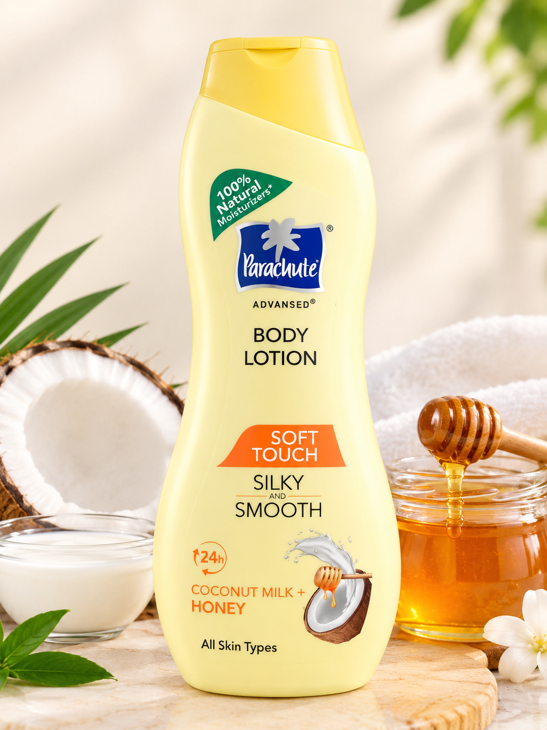 Parachute Soft Touch Body Lotion for Women & Men, 100% Natural, 72h Moisturisation