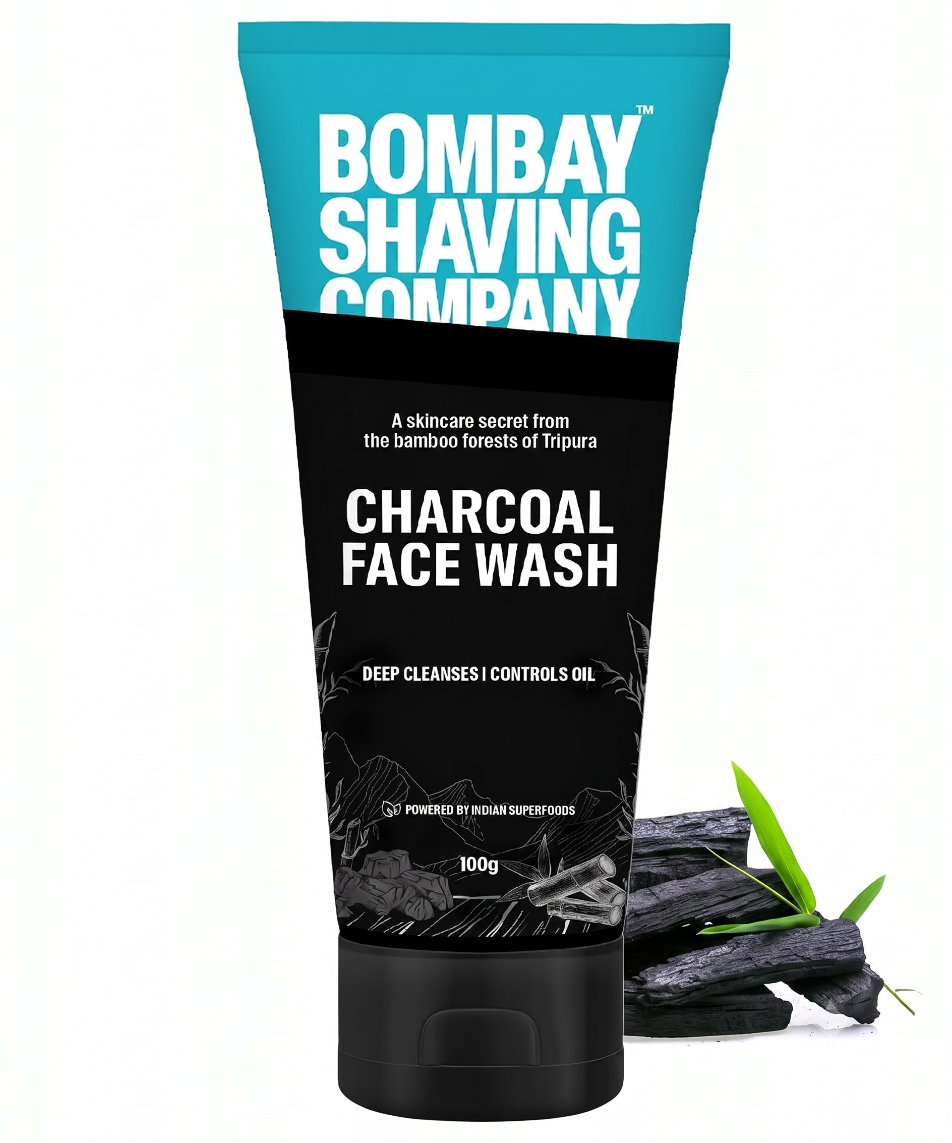 Bombay Shaving Company Cool Detox Face Wash for Men 100g | Activated Charcoal & Menthol Beads | Deep Cleansing Face Wash