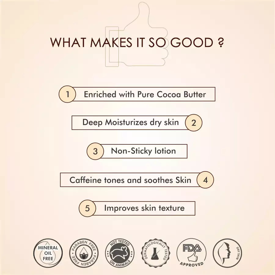 Mcaffeine Choco Deep Moisturizing 200Ml Body Lotion With Cocoa & Shea Butter For Dry Skin