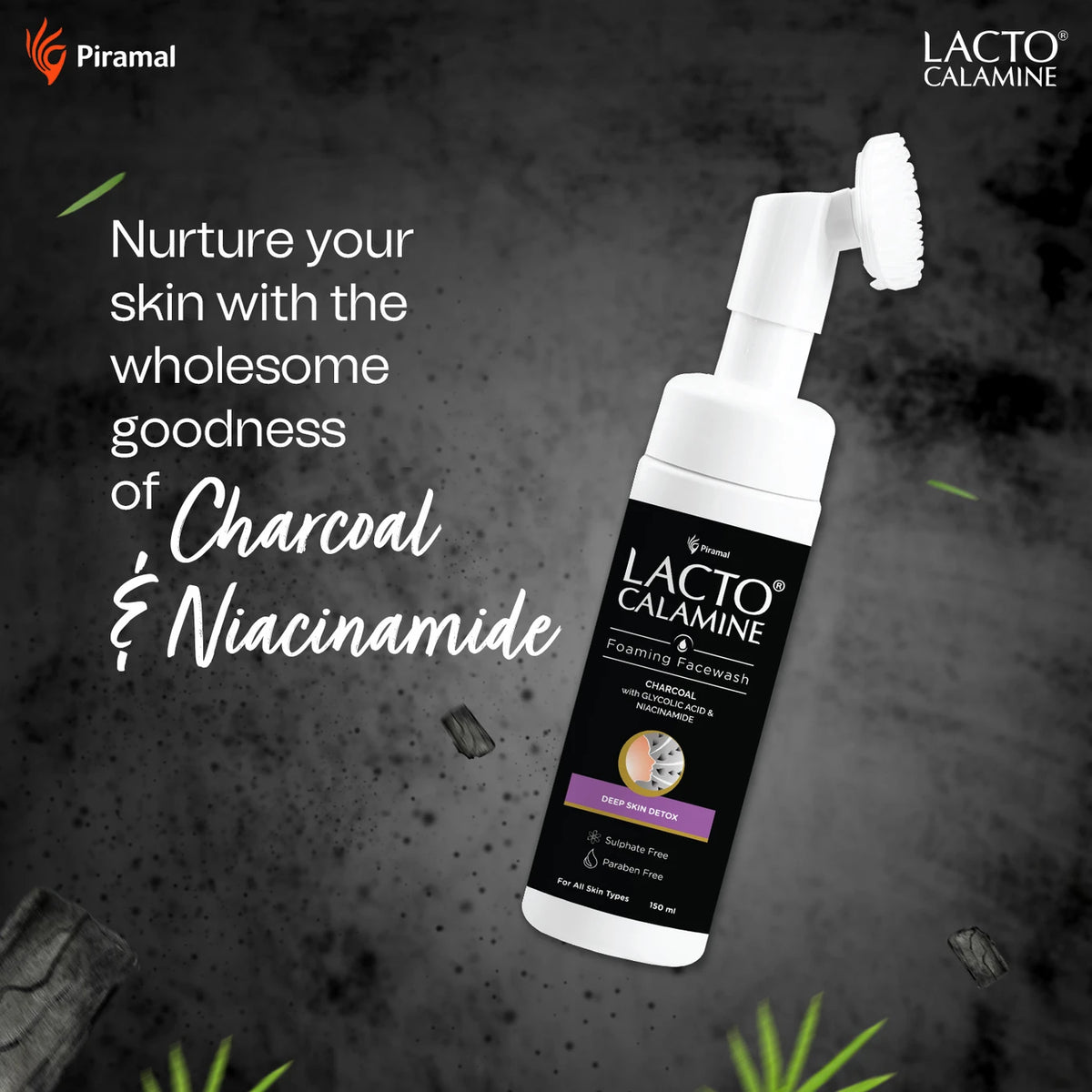 Lacto Calamine Charcoal Foaming Face Wash (150 ml)